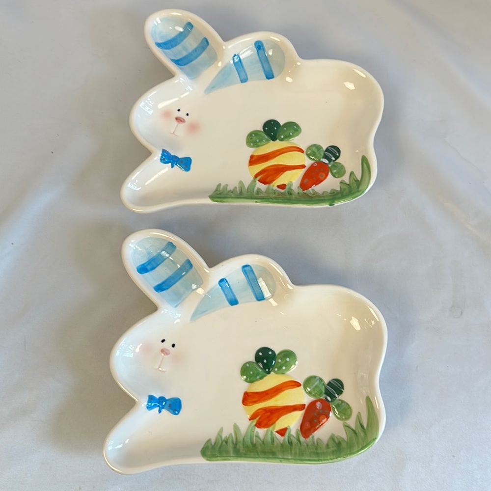 Easter Bunny Rabbit Plates- set of 2